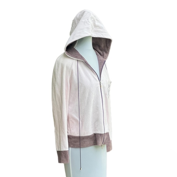 Louis Feraud Pink Brown Hoodie Double Zipper Long Sleeves Great Condition - Picture 2 of 12